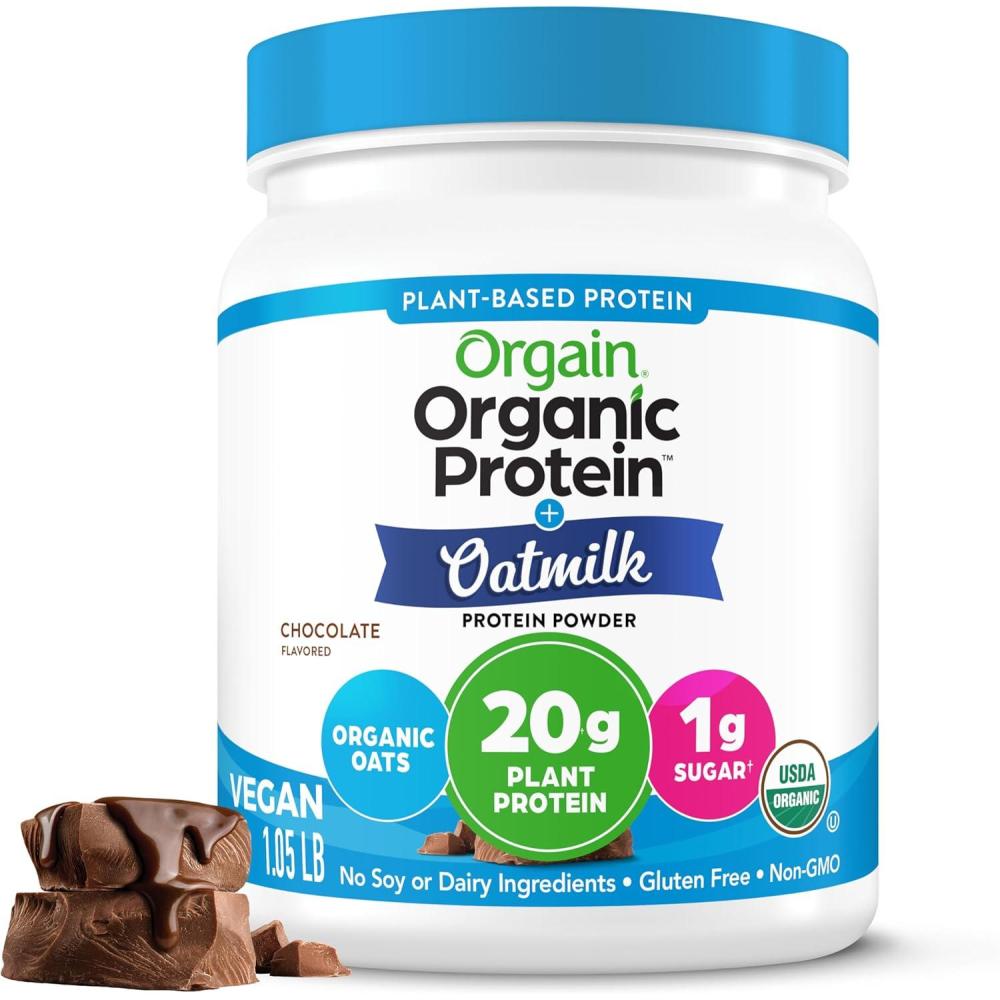 image:imageOrgain Organic Vegan Protein Powder Oat Milk Vanilla Bean 20g Plant Based Protein Gluten Free No Dairy Soy or Lactose Ingredients Low Sugar NonGMO Kosher For Shakes amp Smoothies 105lbChocolate