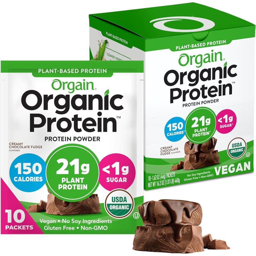 image:imageOrgain Organic Vegan Protein Powder Cookies amp Cream 21g Plant Based Protein 7g Prebiotic Fiber Low Net Carb No Lactose Ingredients No Added Sugar NonGMO For Shakes amp Smoothies 203 lbCreamy Chocolate Fudge