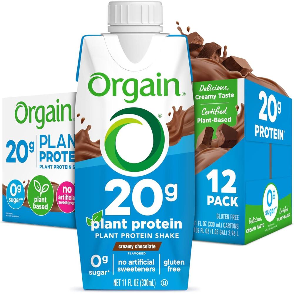 image:imageOrgain Organic Vegan Protein Shake Creamy Chocolate 20g Plant Based Protein Ready to Drink Fruits amp Vegetables Gluten Free Kosher No Soy or Dairy Ingredients 11 Fl Oz Pack of 12Plant Protein