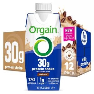 image:imageOrgain 30g High Protein Shake Dairy Isolate Milk Protein Chocolate Fudge 5g BCAAs 1g Sugar Per Serving Meal Replacement Ready to Drink Keto Friendly GlutenFree 11 Fl Oz Pack of 12Cafe Latte