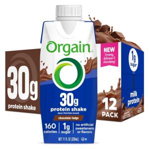 image:imageOrgain 30g High Protein Shake Dairy Isolate Milk Protein Chocolate Fudge 5g BCAAs 1g Sugar Per Serving Meal Replacement Ready to Drink Keto Friendly GlutenFree 11 Fl Oz Pack of 12Chocolate Fudge