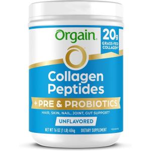 image:imageOrgain Hydrolyzed Collagen Peptides  Prebiotic amp Probiotics Powder for Women amp Men 20g Grass Fed Collagen 1 Billion CFU  Supports Digestive Hair Skin amp Joint Health NonGMO Type I amp III 1lb