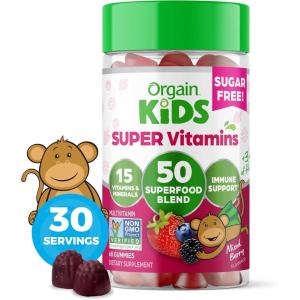 image:imageOrgain Kids Sugar Free Multivitamin Gummies Vegan amp Plant Based 50 Superfoods 15 Vitamins and Minerals Immune Support and 3g of Fiber Mixed Berry Ages 4 1 Month Supply 60 Gummies1 Count Pack of 1