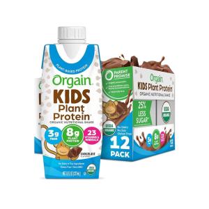 image:imageOrgain Organic Kids Nutritional Vegan Protein Shake Vanilla  Healthy Kids Snacks 8g Plant Protein 3g Fiber 23 Vitamins amp Minerals No Dairy amp Soy Ingredients NonGMO 8 Fl Oz Pack of 12Plant Based Chocolate
