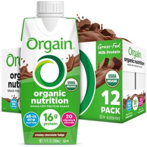 image:imageOrgain Organic Nutritional Protein Shake Creamy Chocolate Fudge  16g Grass Fed Whey Protein Meal Replacement 20 Vitamins amp Minerals Fruits amp Vegetables Gluten Free NonGMO 11 Fl Oz 12 PackCreamy Chocolate Fudge