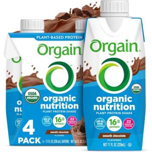 image:imageOrgain Organic Nutritional Vegan Protein Shake Smooth Chocolate  16g Plant Based Protein Meal Replacement 22 Vitamins amp Minerals Fruits amp Vegetables Gluten Free NonGMO 11 Fl Oz Pack of 4Chocolate