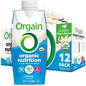 image:imageOrgain Organic Nutritional Vegan Protein Shake Vanilla Bean  16g Plant Based Protein Meal Replacement 21 Vitamins amp Minerals Fruits amp Vegetables Gluten Free NonGMO 11 Fl Oz Pack of 12Vanilla