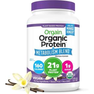 image:imageOrgain Organic Protein  Metabolism Blend Powder Chocolate Fudge  21g Plant Protein 5g Prebiotic Fiber No Lactose Ingredients Low Sugar NonGMO for Shakes amp Smoothies 171 lbVanilla Bean