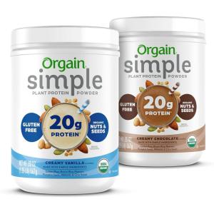 image:imageOrgain Organic Simple Vegan Protein Powder Bundle  Chocolate amp Vanilla 20g Plant Based Protein 125 lb Each Gluten Free No Artificial Sweeteners