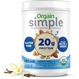 image:imageOrgain Organic Simple Vegan Protein Powder Vanilla  20g Plant Based Protein Made with less Ingredients No Artificial Sweeteners Gluten Free No Dairy or Lactose 125 lb Packaging May VaryVanilla