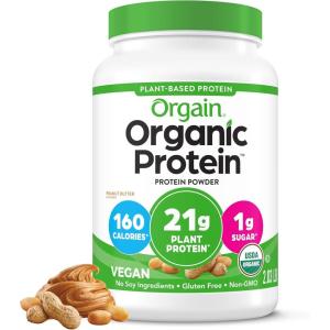image:imageOrgain Organic Vegan Protein Powder Chocolate Peanut Butter  21g Plant Protein 6g Prebiotic Fiber Low Net Carb No Lactose Ingredients No Added Sugar NonGMO For Shakes amp Smoothies 203 lbPeanut Butter Flavored