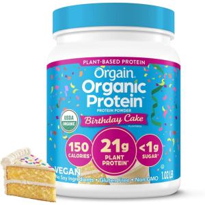 image:imageOrgain Organic Vegan Protein Powder Strawberries amp Cream  21g Plant Based Protein 4g Prebiotic Fiber Low Net Carb No Lactose Ingredients No Added Sugar NonGMO For Shakes amp Smoothies 203 lbBirthday Cake