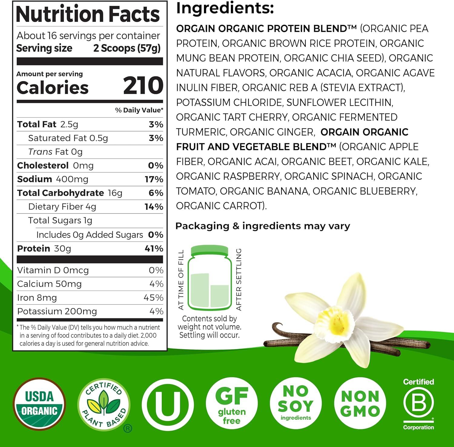 image:imageOrgain 30g High Protein Ready To Drink Shake Vanilla Bean 11 Fl Oz Pack of 12 Orgain Organic 30g Vegan Protein Powder Vanilla 201 lb Packaging May Vary Bundle