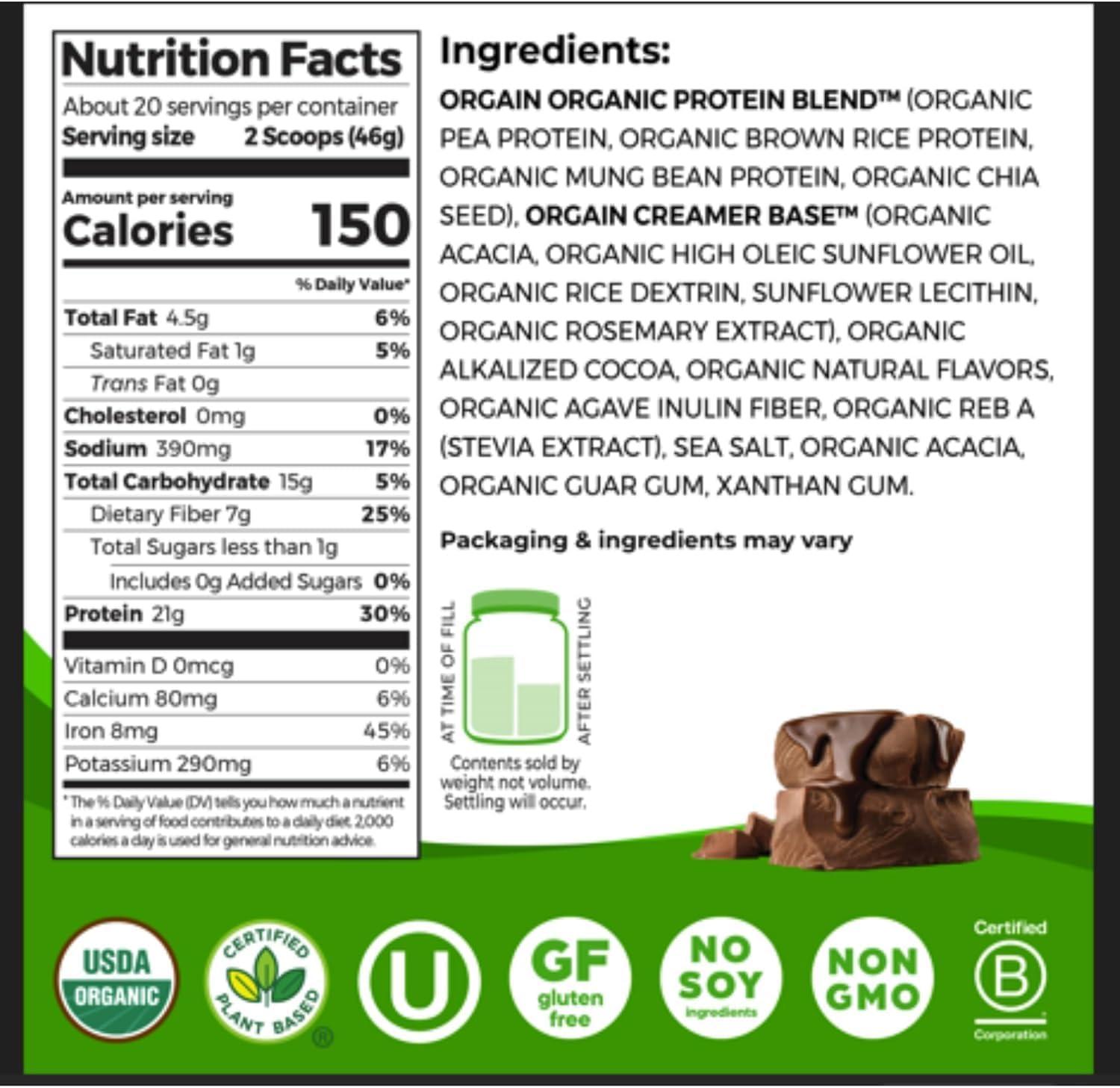 image:imageOrgain Creatine Monohydrate Powder 1764 Oz 100 Servings amp Organic Vegan Chocolate Fudge Protein Powder 203 lb Bundle PlantBased Protein amp Muscle Support