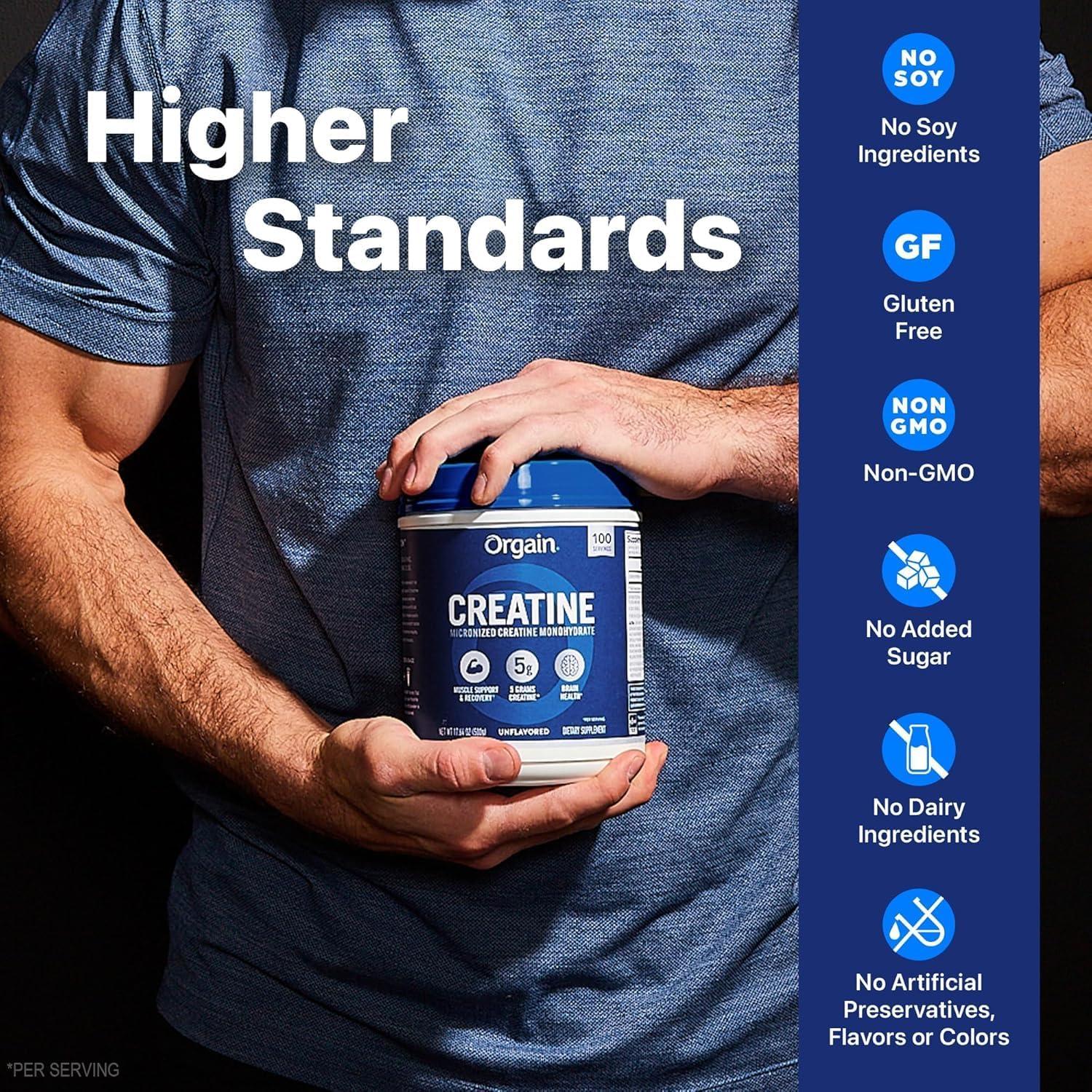 image:imageOrgain Creatine Monohydrate Powder 1764 Oz 100 Servings amp Organic Vegan Vanilla Bean Protein Powder 203 lb Bundle PlantBased Protein and Muscle Support