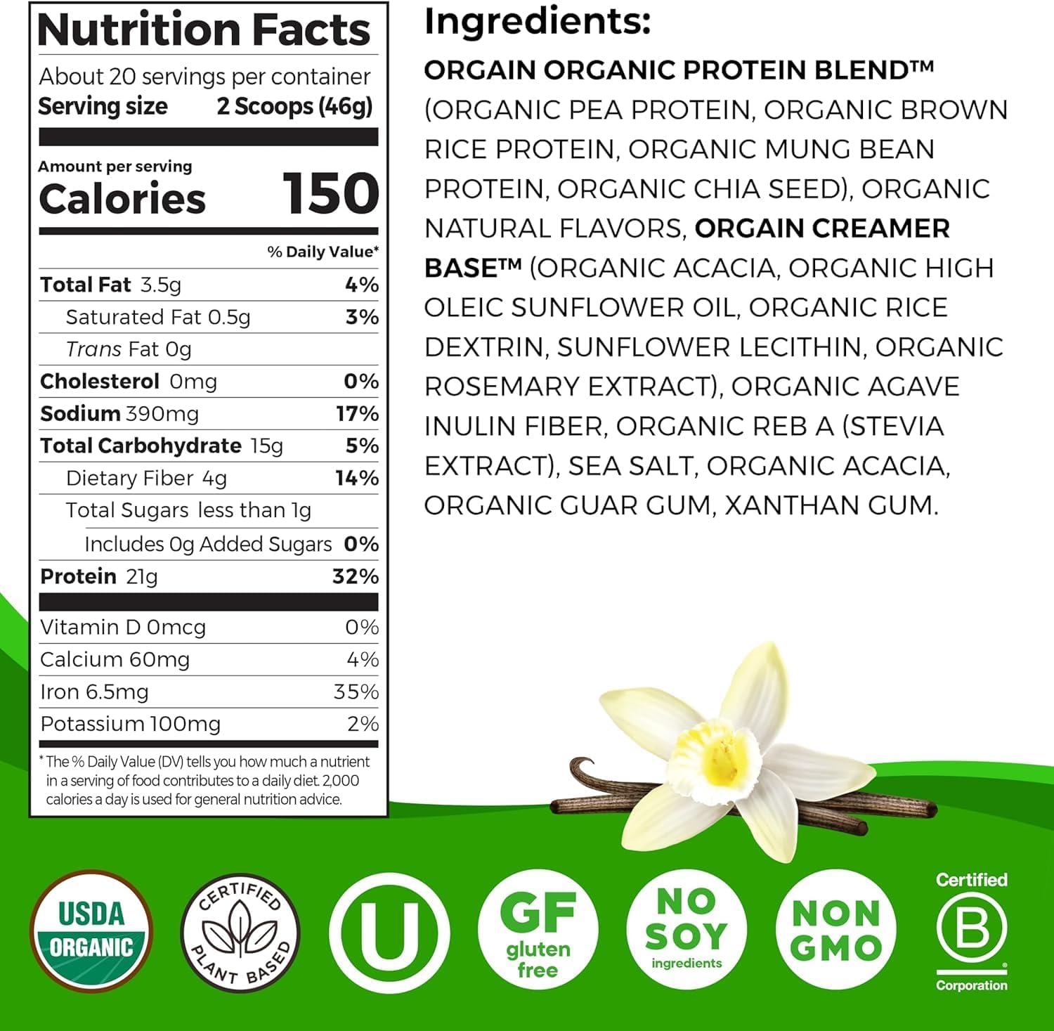 image:imageOrgain Creatine Monohydrate Powder 1764 Oz 100 Servings amp Organic Vegan Vanilla Bean Protein Powder 203 lb Bundle PlantBased Protein and Muscle Support