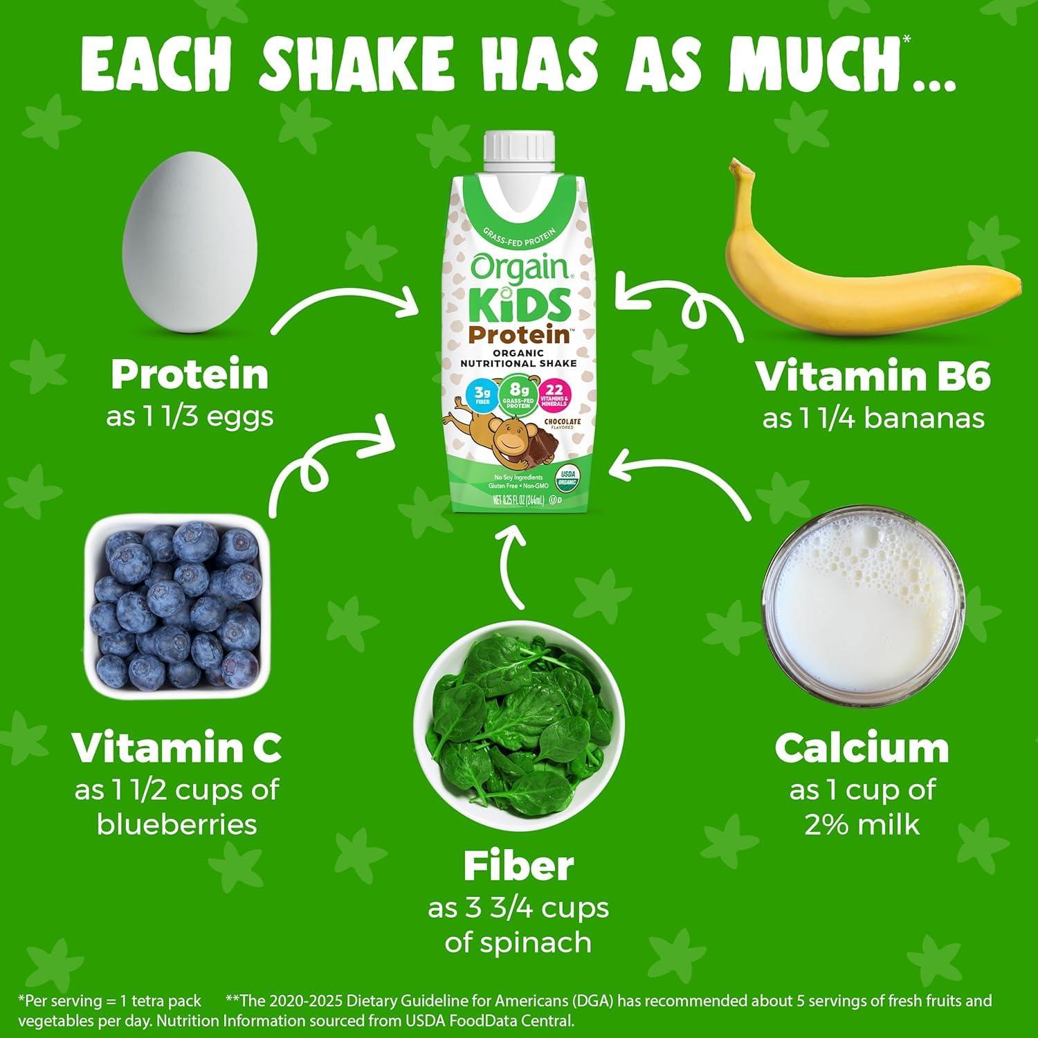 image:imageOrgain Organic Kids Protein Nutritional Shake Bundle Chocolate amp Vanilla 8g Protein 22 Vitamins amp Minerals 825 Fl Oz Pack of 4 Each