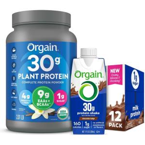 image:imageOrgain 30g High Protein Ready To Drink Shake Chocolate Fudge 11 Fl Oz Pack of 12  Orgain Organic 30g Vegan Protein Powder Vanilla 201 lb Packaging May Vary Bundle