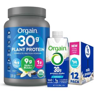 image:imageOrgain 30g High Protein Ready To Drink Shake Vanilla Bean 11 Fl Oz Pack of 12  Orgain Organic 30g Vegan Protein Powder Vanilla 201 lb Packaging May Vary Bundle