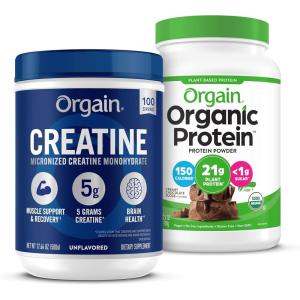 image:imageOrgain Creatine Monohydrate Powder 1764 Oz 100 Servings amp Organic Vegan Chocolate Fudge Protein Powder 203 lb Bundle  PlantBased Protein amp Muscle Support
