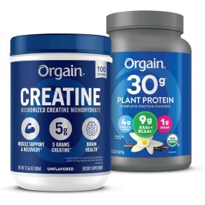 image:imageOrgain Creatine Monohydrate Powder 1764 Oz 100 Servings amp Organic Vegan Protein Powder Vanilla 201lb Bundle  Muscle Growth amp Recovery Support