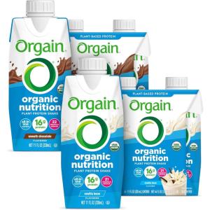 image:imageOrgain Organic Vegan Protein Shake Bundle  Smooth Chocolate amp Vanilla Bean 16g Plant Based Protein 11 Fl Oz Pack of 4 EachSmooth Chocolate  Vanilla Bean